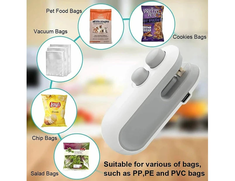 Mini Heat Bag Sealing Machine Package Sealer Bags Plastic Food Sealer Clip Bag Handheld Sealer Food Packaging Heat Sealer